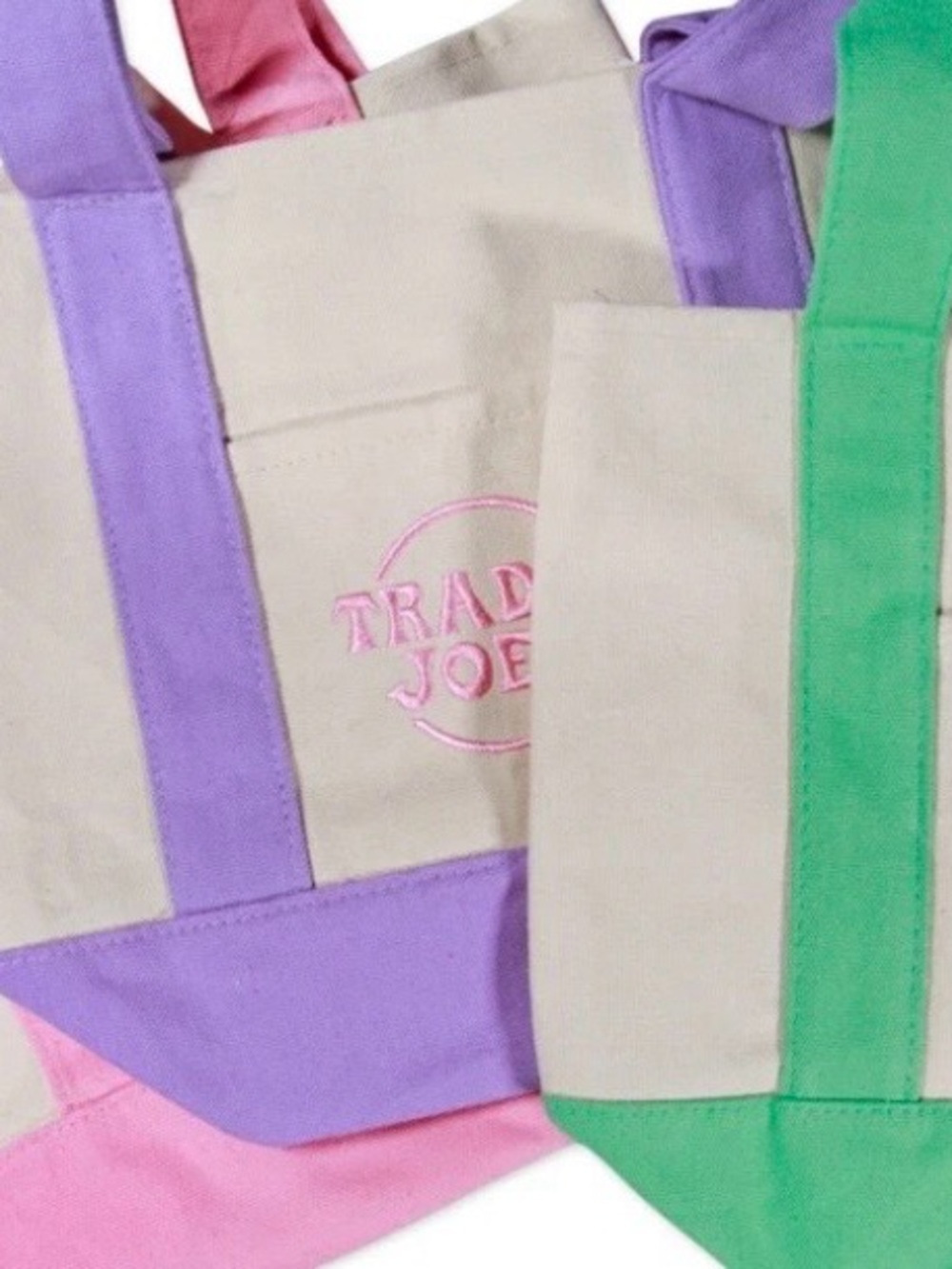 Trader Joe's Canvas Tote Bag in Beige and Pastel Accents